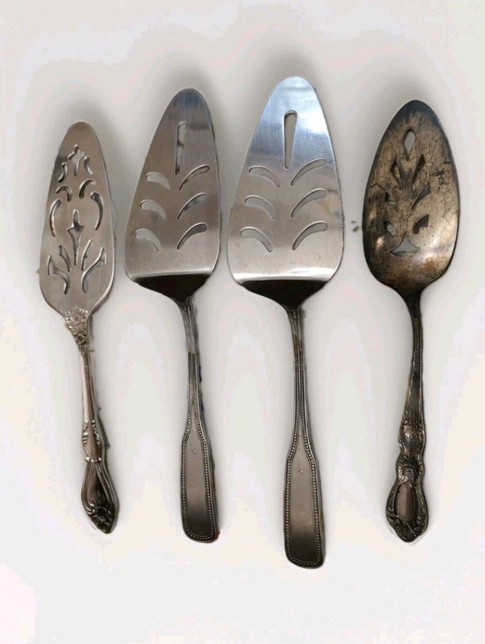 Stainless Steel 4 Pc.Serveware Cake Pie Vtg & New IS Rogers Bros. Made In Japan